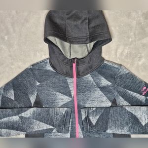 Eider Thick Full Zip Fleece‎ Jacket Size 8 Gray Geometric Shapes Zip Pockets.